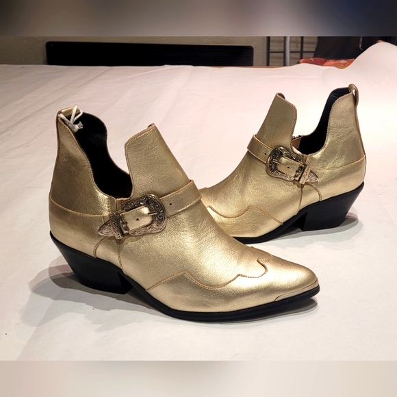 New Cartel Women's Gold leather western style bootie shoe size 7 - Picture 5 of 10